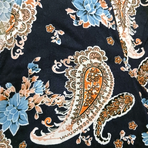 Blue Paisley Print BOHO Cottagecore Maxi Dress Tassle Tie - Picture 9 of 9